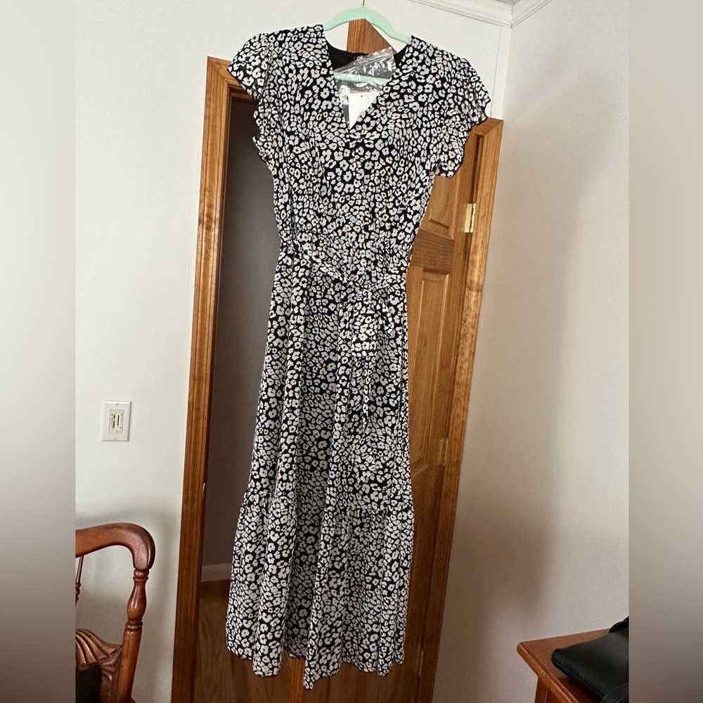Floral black and white dress
